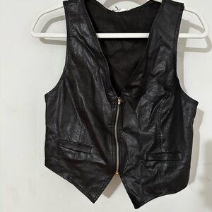 Unique Vintage Black Leather Vest